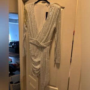 Silver sequin dress